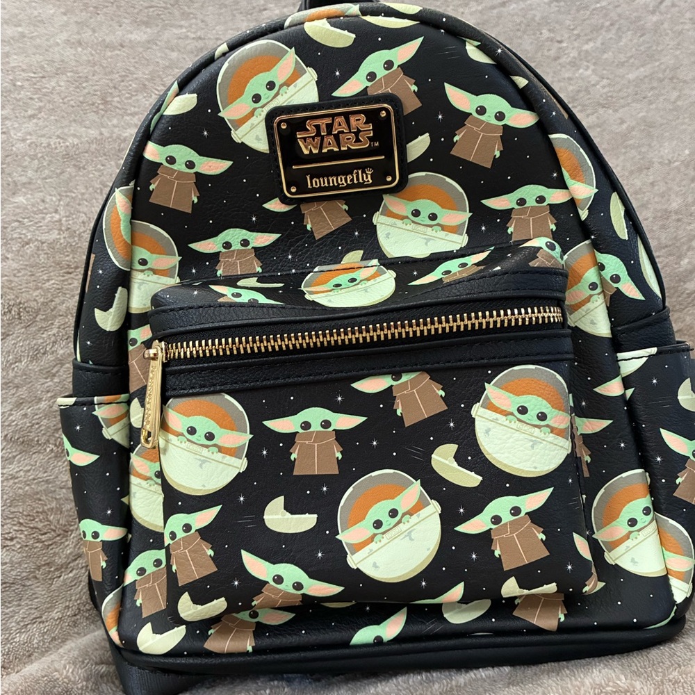 Loungefly Star Wars Kids Backpack - Black and Green with Orange Accents
